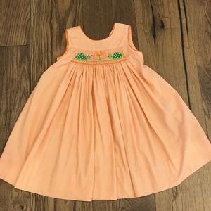 Orange/White Gingham Turtle Smocked Dress